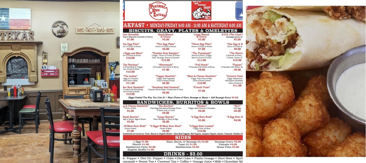 Panther Row Eatery Menu